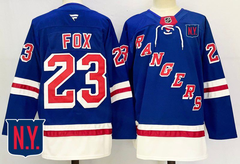 Men New York Rangers #23 Fox Blue Fanatics 2025 NHL Jersey style 2